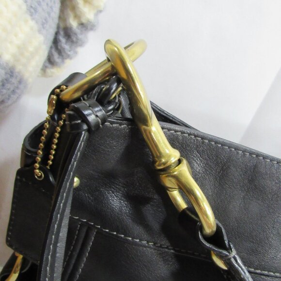 XL ZOE EDITORIAL BAG NEAR MINT CONDITION BLACK LEATHER BRASS HARDWARE - Picture 9 of 16